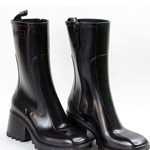 Chloe Betty Rubber Rain Booties Black Size 5
